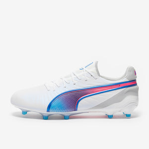 Puma King Ultimate FG/AG - White/Bluemazing/Flat Light Grey/Sunset Glow